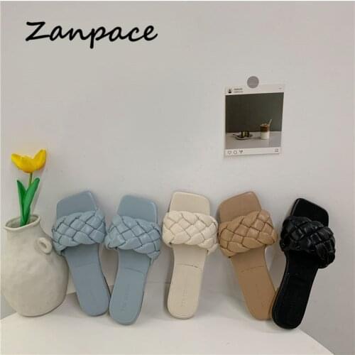 ZANPACE Women Slippers 2020 New Summer Weave Outdoor Beach Flat Casual Slipper Non-slip Sandal Female Open Toe Flip Flops