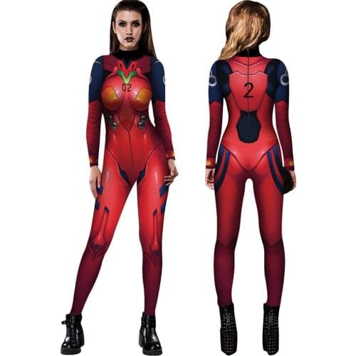 Female Warrior Anime EVA Cosplay Costumes Women Bodysuit One-Piece Sexy Clothing Party Halloween Jumpsuit Costume New Dress