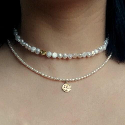 2021 Love Heart 925 Sterling Silver Choker Necklace Baroque Pearl Necklace Freshwater Pearl Collier Femme Girl Bohemia Jewelry