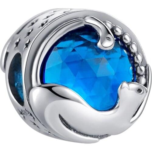 925 Sterling Silver Good Night Sleeping Cat Bead Charms Fit Original Pandora charm Bracelets necklace For Women DIY Jewelry Gift