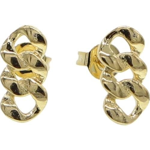 Gold color miami chain dangle stud Earring for Women Collar Statement Punk Iced Out cz paved Cuban Link Chain Earring Jewelry