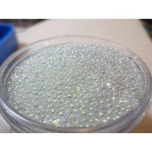 0.6 0.8mm Nail Beads AB Iridescent Micro Ball Nail Art Sticker Beads Clear Glass Nail Caviar 3D Nail Decoration Glitter Bead 10g