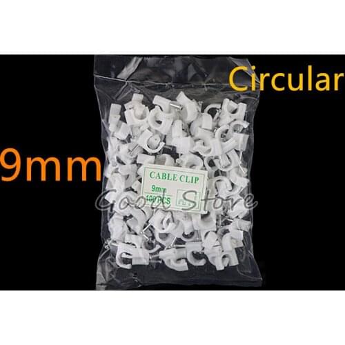 100pcs/bag Cable fixed 9mm Round cable clips with Nail, Wire U Circle Cable Clamp with Nail Y