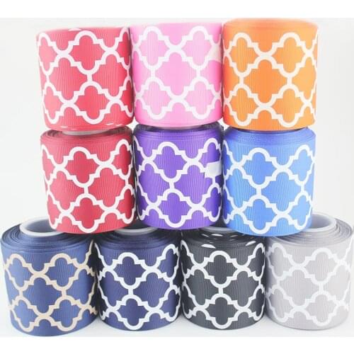3 inch geometric printed grosgrain 75mm ribbon 10 yards Diy hair bows ribbons for wedding garment christmas decoration