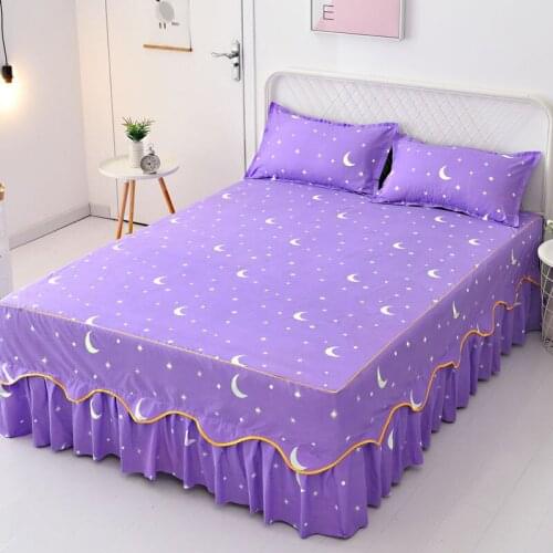 3PCs Sanding bed skirt creative wave skirt pendulum home fitted bed sheet full-cover simmons dustproof cover queen sheets