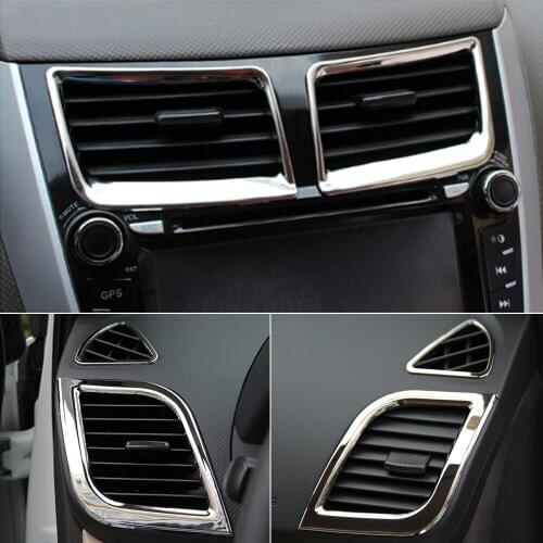 6pcs/set new design ABS chrome interior air outlet decoration ring for Hyundai Solaris Verna accent sedan hatchback 2011-2015