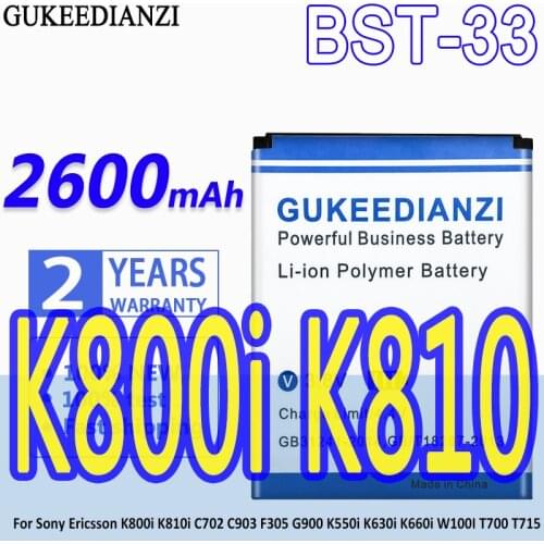 2400mAh BST-33 100% New Replacement Battery For Sony Ericsson K800i K810i C702 C903 F305 G900 K550i K630i K660i W100I T700 T715