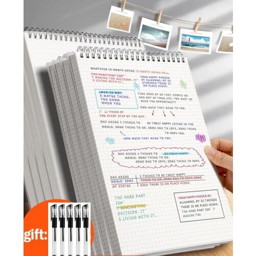 4pcs A4 A5 B5 Notebook Simple Student Thicken Cornell Class Notes Upturning Line Blank Square Notepad Literary Grid Grid Book