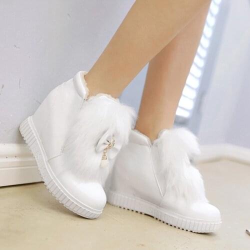 BLXQPYT Snow Boots Big Size Women Winter Boots Fur-leaning Warm Fashion Inner Heightening Girls Shoes Woman platform boots C16-3