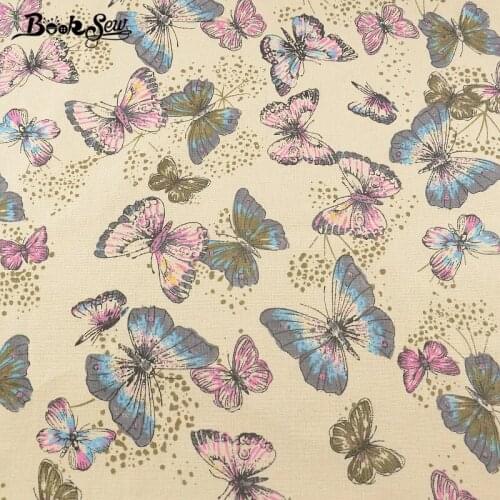 Booksew Cotton Linen Fabric Beautiful Butterfly Design Sewing Material For Tablecloth Pillow Bag Curtain Cushion Zakka Tissu CM