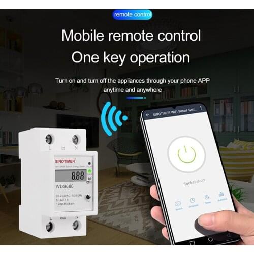 Digital Electric Consumption Kwh Din Rail Smart Energy Meter Wifi Power Meter Watt Remote Switch Control Monitor 110V 220V AC