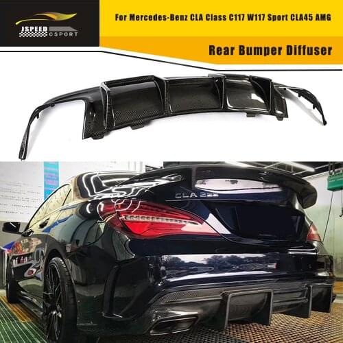 For W117 Rear Bumper Diffuser Rear Diffuser Lip Spoiler For Mercedes-Benz CLA Class C117 W117 Sport CLA45 AMG 2013-2019 Carbon F