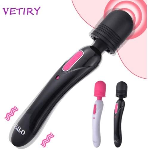 Dual Head Vibrator for Women AV Dildo Vibrator Magic Wand G-spot Clitoris Stimulation Adult Sex Toys for Women USB Recharge