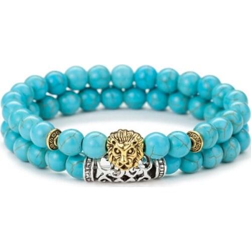 Lion 8mm bohemian multicolor Agate beads Chakra Reiki Buddha Yoga Bracelet elastic adjustable Volcanic Stone Bangles uj4s