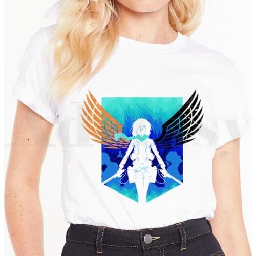 Japanese Anime Shingeki No Kyojin Attack On Titan T Shirts Womens T-shirt Short Sleeve Female Tops Tees Harajuku Vintage