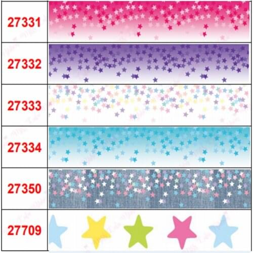 Hot Sale 16mm-75mm Geometry Series Star Pattern Printing Grosgrain/Elastic Ribbon DIY Bowknot Hair Knot Sewing Supplies