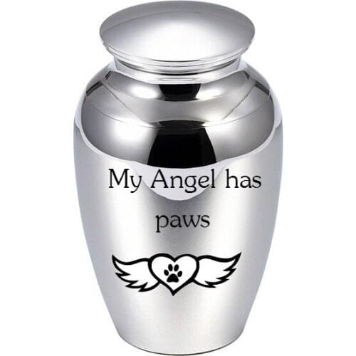 IJU026 Pet Memorial Urn for Dog Cat Ashes Custom My Angel Has Paws Cremation Mini Urn for Loss of Pet Ashes Remembrance Jewelry