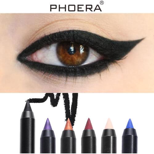 PHOERA 12 Colors Colorful Eyeliner Waterproof Eye Makeup Long-lasting Black Sliver White Red Eyeliner Pencil Comestics TSLM1