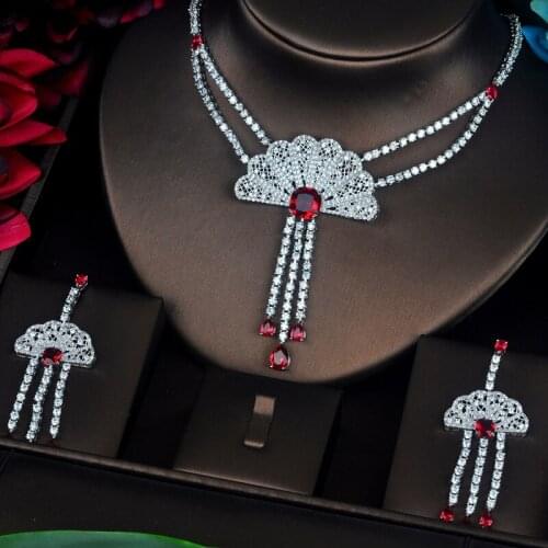 AAA Cubic Zirconia Necklace Set White Gold Color Earrings Factory Price Wedding Bridal Brides Jewelry Sets S0118