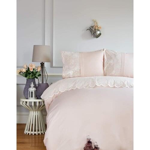 Karaca Home Claudia Powder Lace Duvet Cover Set-Laced Duvet Cover: 200X220 cm-Bed Sheet:240X260 cm-Pillow Sham: 50x70 cm (2 Pcs)