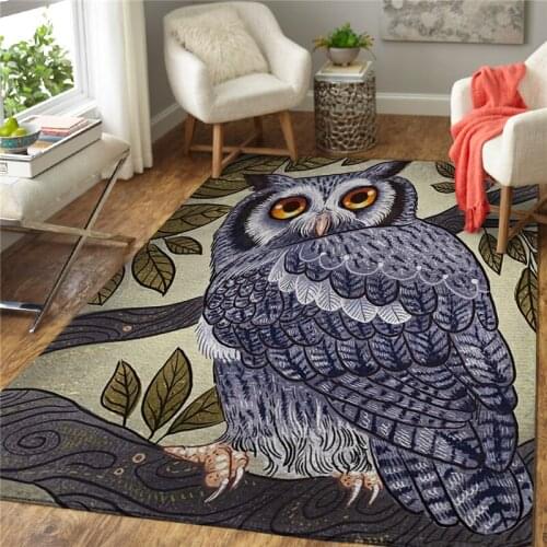 Owl 3D Printed Carpet Mat for Living Room Doormat Flannel Print Bedroom Non-slip Floor Rug 02
