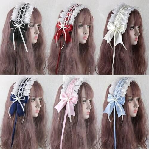Lolita KC Sweet Hairpin Angel Handle Lace Trim Multicolor Bowknot All-match Hair Accessories Teen Girl Headdress