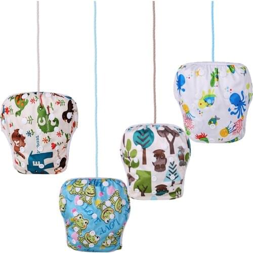 Mumsbest Baby Swimming Nappy Pants Print Color Diapers Soft Suede Reusable Pool Cloth Diapers Cover
