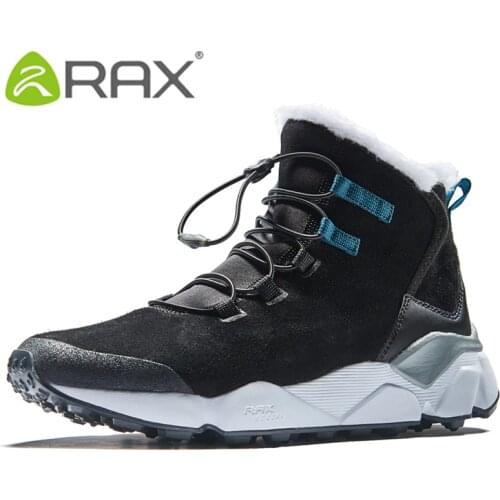RAX Mens Hiking Shoes Latest Snowboot Anti-slip Boot Plush Lining Mid-high Classic Style Hiking Boots for Professional Men