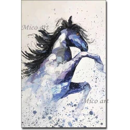 Latest Running Horse Oil Painting Abstract Canvas Wall Art 100% Hand Drawn Bedroom Decoration Animal Textured Paintings Artwork