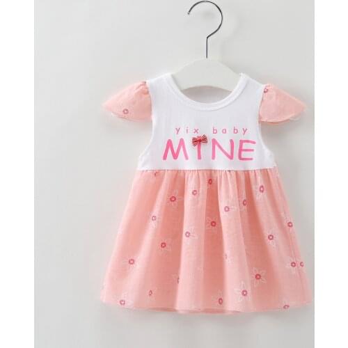 New Baby Girl Clothes Dress Casual Cute Printed Patch Korean Summer Cotton Cute Pretty Clothing Children Kids Baby Girl Dresses