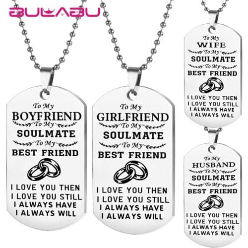 New Fashion Stainless Steel Lettering Pendant Necklace Jewelry TO MY HUSBAND Couple Necklace Men Women Keychain llaveros kolye