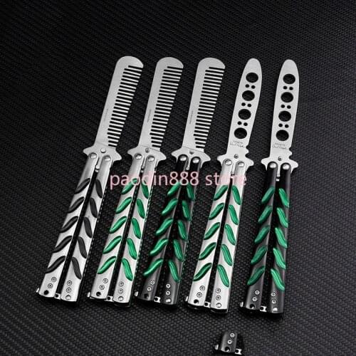C39 Butterfly In Knife Trainer Comb Knife Steel Leaf Handle Outdoor Camping Hunting Knife EDC Pocket Knife Free-swinging Knife