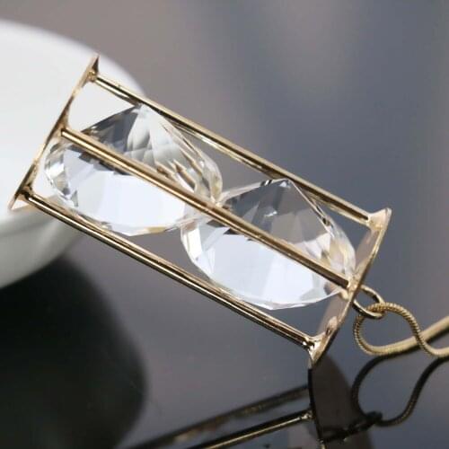 Gold-Color Silvercolor Cylinder Crystal Necklace Women Lover`s Gift Necklace Sweater Chain Natural Fashion Jewelry Making Design