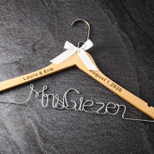 Personalized Wedding Hanger Bride Wedding Hanger, Engraved Groomsman Hangers,Monogrammed Bridesmaid Hangers Custom Color