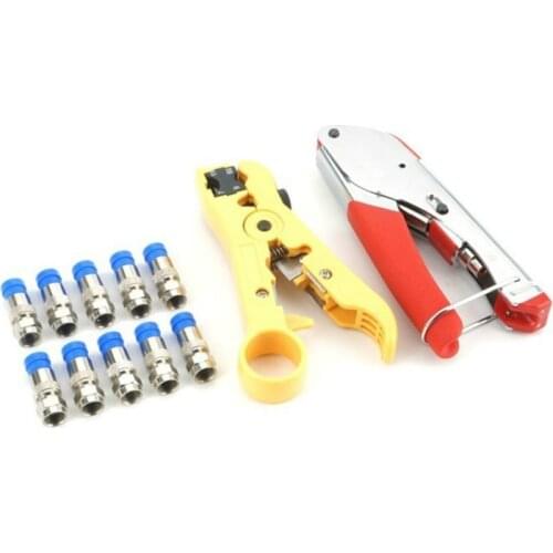 Professional Coaxial Wire Cable Strip Cutter Crimper Clamp Networking Tool Kit Press Plier Cutting Crimping Crimper Tool Set