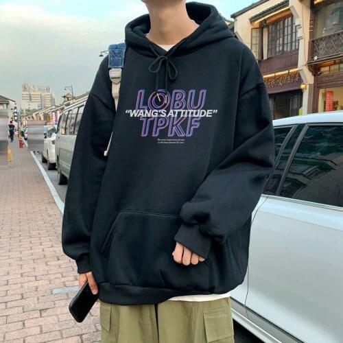 INXYZ Men Fashion Pullover Casual Over Size Creative letters Printing Fleece Thicken Warm Hoodie Autumn Winter All-match Unisex