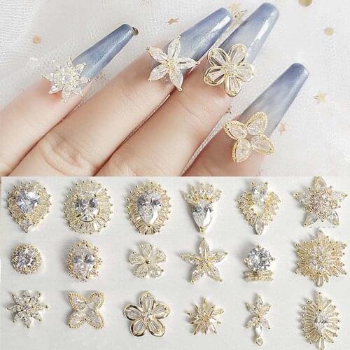 Luxury Shiny Flower Water Drop Zircon Nail Art Decor Crystal Rhinestone Nail Jewelry Ornaments DIY UV Gel Manicure Accessories