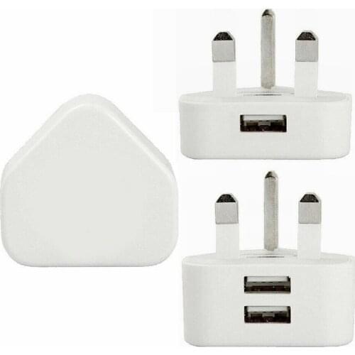 3 pin Dual USB UK Mains Wall Plug 2.1A 2 Port USB UK Plug AC Wall Charger Travel Adapter For iphone IPAD Samsung 100pcs