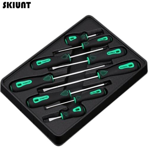 SKIUNT 9Pcs Precision Screwdriver Set Phillips Slotted Magnetic Screw Bits CR-V Non-Slip Handle Multifunction Repair Hand Tool