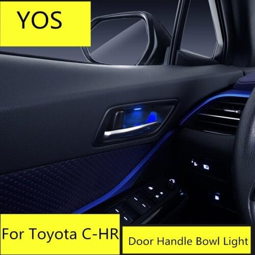 Front Rear Door Handle Bowl Light For Toyota CHR 2018 Red Blue Atmosphere Door Bowl Lamp Light For Toyota C-HR 2017 2018 2019