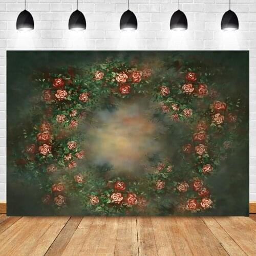 Old Master Oil Painting Flower Vintage Classic Backdrop Photography Newborn Baby Shower Kids Portrait Floral Photo Background