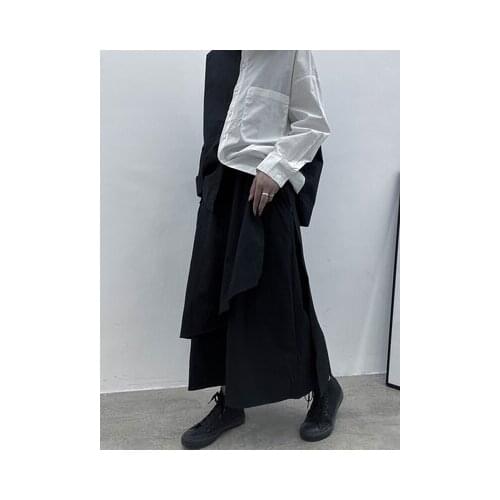 Dark Series High Waist Skirt Woman 2020 Autumn new style with medium-length irregular a-line skirt fashion