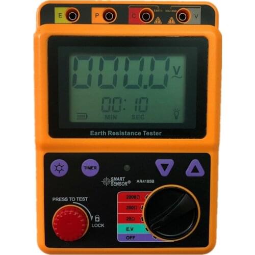 Smart Sensor AR4105B Digital Earth Ground Resistance Meter Tester Megger Test Meter Megohmmeter Range 20ohm/200ohm/2000ohm