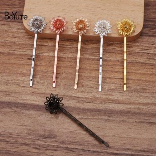 BoYuTe Custom Made (200 Pieces/Lot) 16MM Filigree Lotus Hairpins Vintage Style Hair Clip Diy Accessories