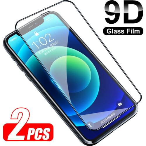 2Pcs 9D Full Protective Glass Tempered Screen Film Protector Cover For iPhone 12 11 Pro Xs max X XR iphone SE 2020 6 6S 7 8 Plus
