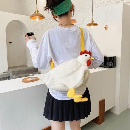 Womens Cute Plush Cross-body Bag Shoulder Bag Tote Cartoon Rooster Purse Handbags