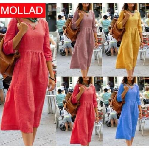 Womens Clothing Hot AliExpress Autumn and Winter Loose plus Size Half-Length Sleeve European and American Style Dress