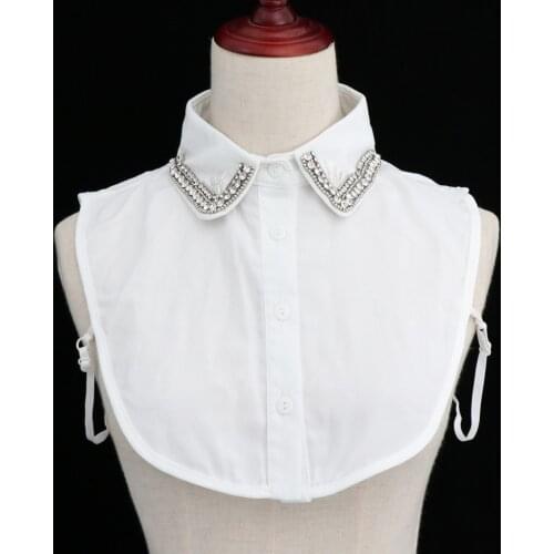 Womens Detachable Half Shirt Blouse False Collar Rhinestone Dickey Collar