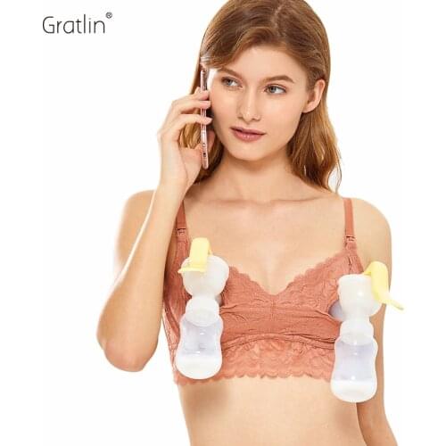 Womens Underwire Lace Nursing Hands-free Pumping Bra
