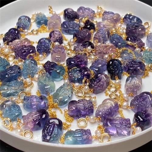 1pcs Natural color fluorite hand-carved animal PI xiu, very beautiful crystal sculpture home decoration Christmas gift